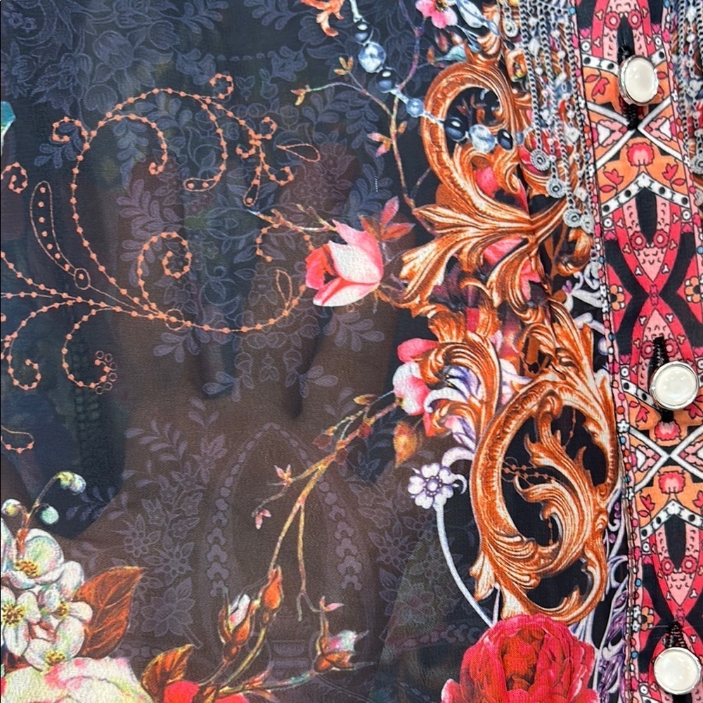 Floral Paisley Mini Dress - Black & Pink - Picture 7 of 7